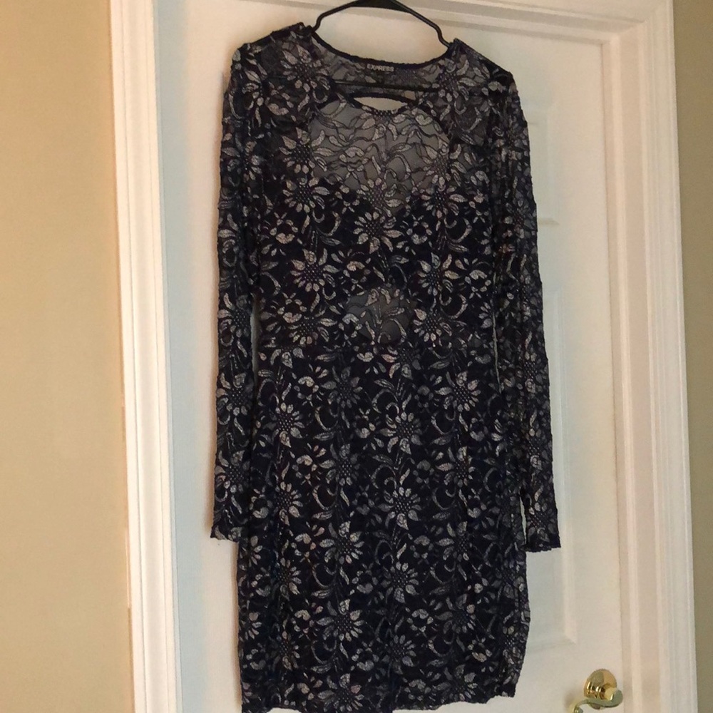 Express fitted navy dress.
